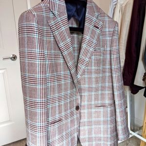 Custom Suitsupply burgundy POW blazer size 34S